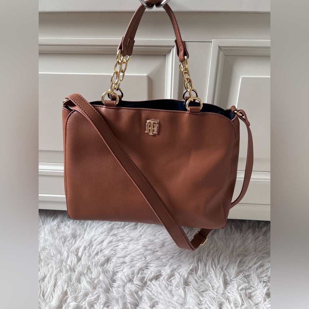 Sold!!! Tommy Hilfiger Brown and Gold Crossbody Bag with Chain Hardware